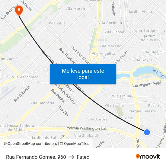 Rua Fernando Gomes, 960 to Fatec map