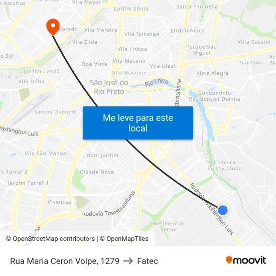 Rua Maria Ceron Volpe, 1279 to Fatec map