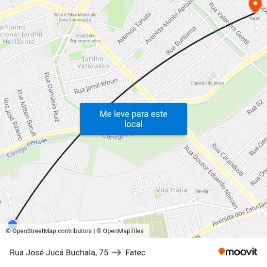 Rua José Jucá Buchala, 75 to Fatec map