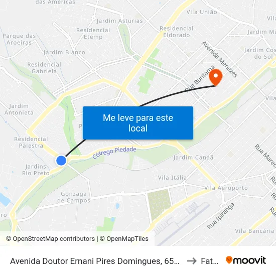 Avenida Doutor Ernani Pires Domingues, 6550 to Fatec map
