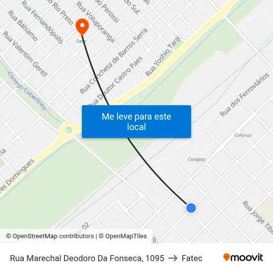 Rua Marechal Deodoro Da Fonseca, 1095 to Fatec map