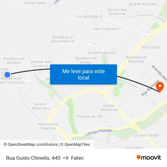 Rua Guido Chinello, 440 to Fatec map