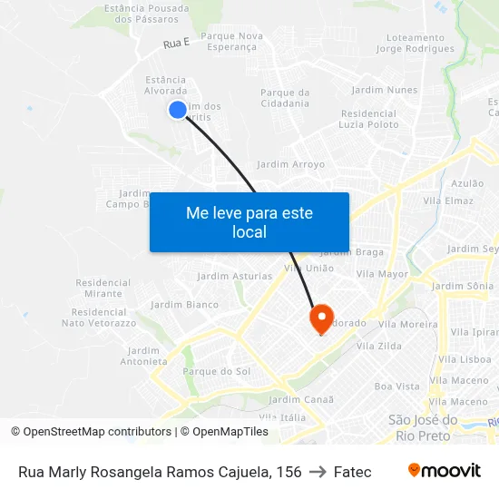 Rua Marly Rosangela Ramos Cajuela, 156 to Fatec map