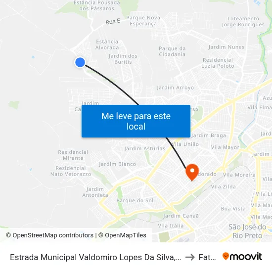Estrada Municipal Valdomiro Lopes Da Silva, 20 to Fatec map