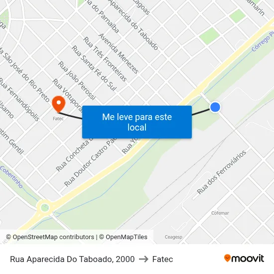Rua Aparecida Do Taboado, 2000 to Fatec map