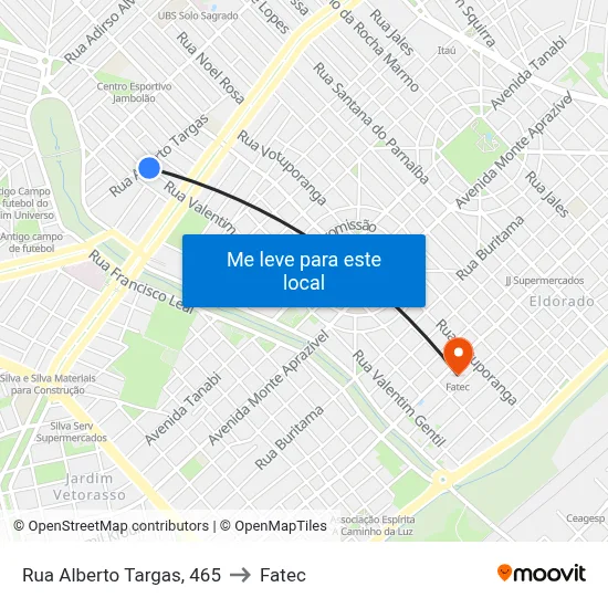 Rua Alberto Targas, 465 to Fatec map