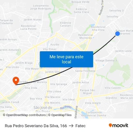 Rua Pedro Severiano Da Silva, 166 to Fatec map