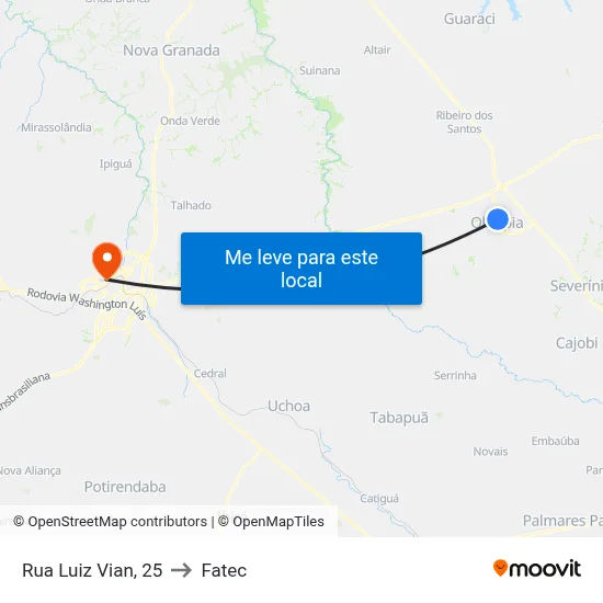 Rua Luiz Vian, 25 to Fatec map