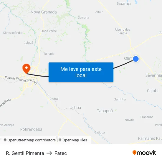 R. Gentil Pimenta to Fatec map