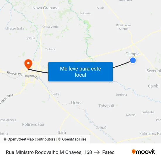 Rua Ministro Rodovalho M Chaves, 168 to Fatec map