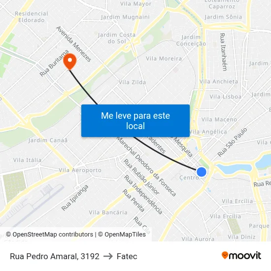 Rua Pedro Amaral, 3192 to Fatec map