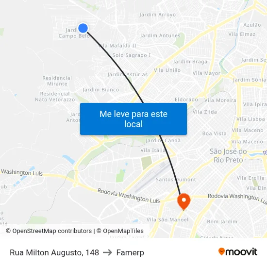 Rua Milton Augusto, 148 to Famerp map
