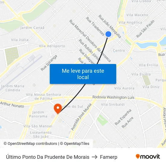Último Ponto Da Prudente De Morais to Famerp map
