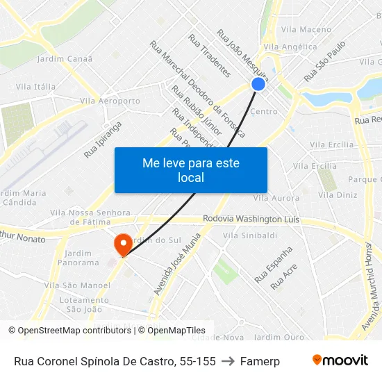 Rua Coronel Spínola De Castro, 55-155 to Famerp map