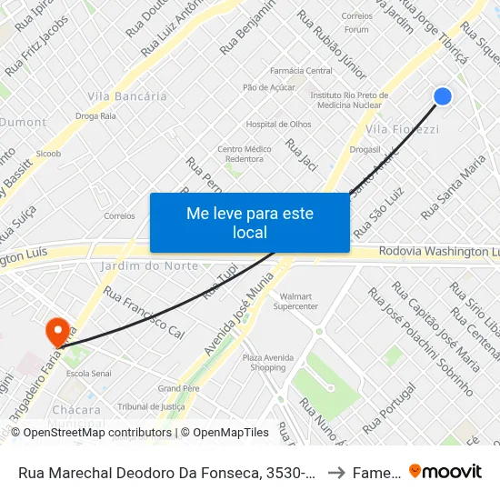 Rua Marechal Deodoro Da Fonseca, 3530-3538 to Famerp map