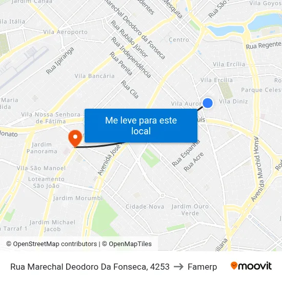 Rua Marechal Deodoro Da Fonseca, 4253 to Famerp map