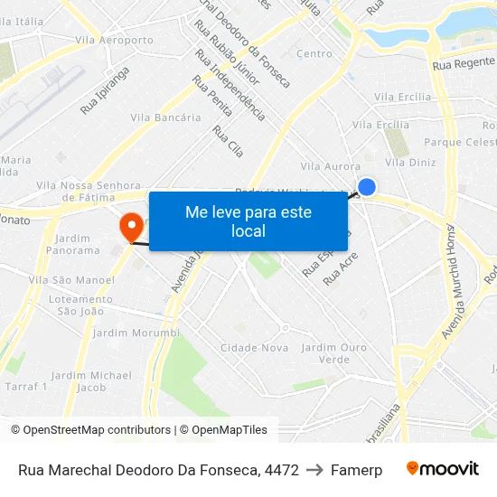 Rua Marechal Deodoro Da Fonseca, 4472 to Famerp map