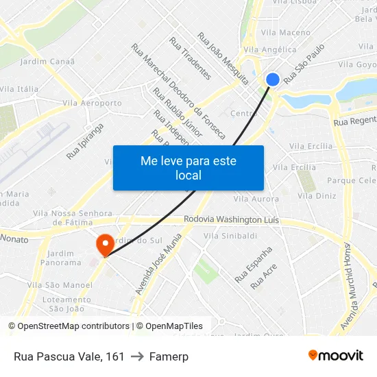 Rua Pascua Vale, 161 to Famerp map