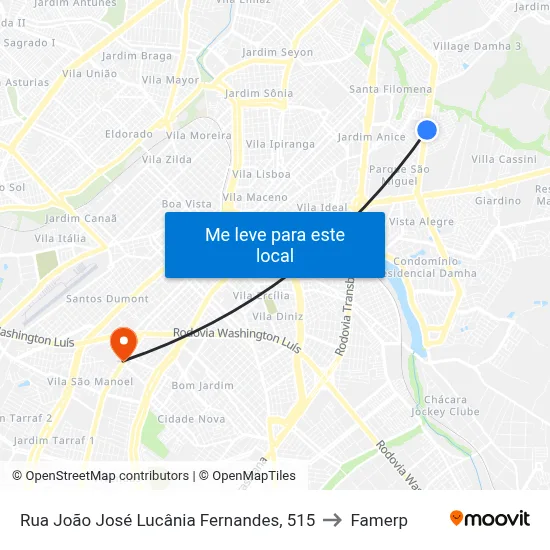 Rua João José Lucânia Fernandes, 515 to Famerp map