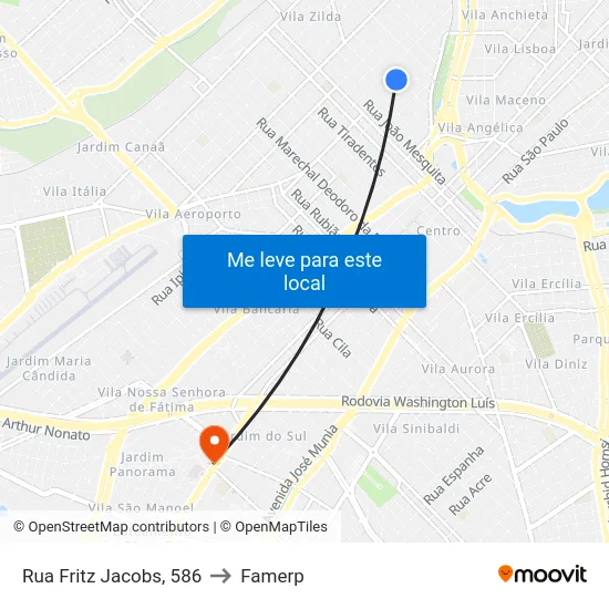 Rua Fritz Jacobs, 586 to Famerp map