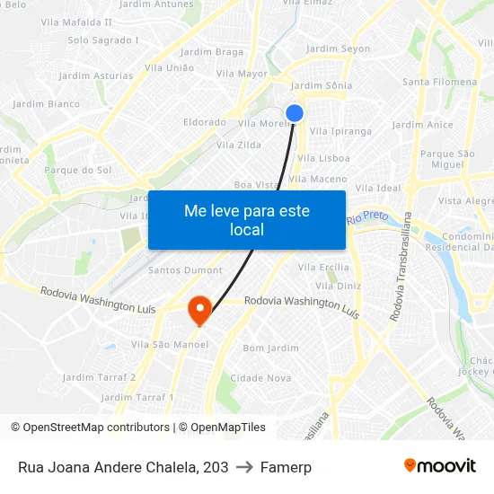 Rua Joana Andere Chalela, 203 to Famerp map