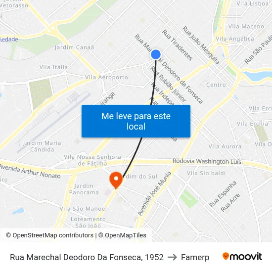 Rua Marechal Deodoro Da Fonseca, 1952 to Famerp map