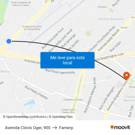 Avenida Clóvis Oger, 900 to Famerp map