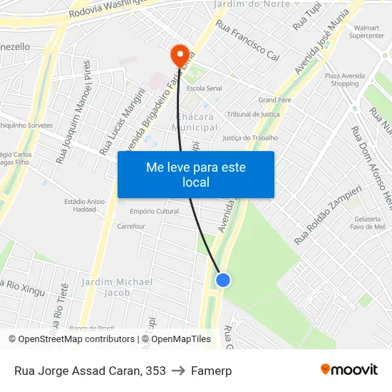 Rua Jorge Assad Caran, 353 to Famerp map