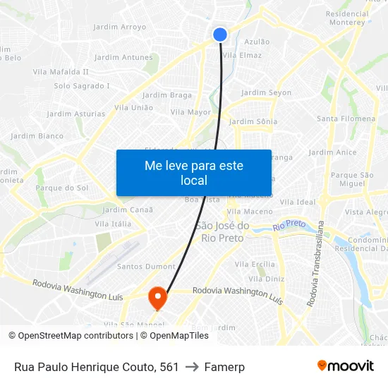 Rua Paulo Henrique Couto, 561 to Famerp map