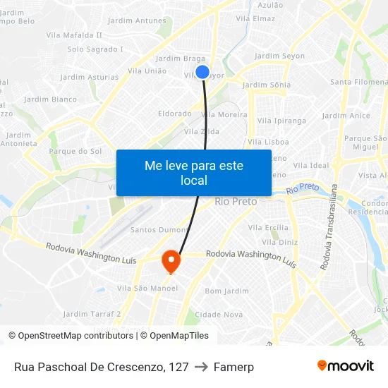 Rua Paschoal De Crescenzo, 127 to Famerp map