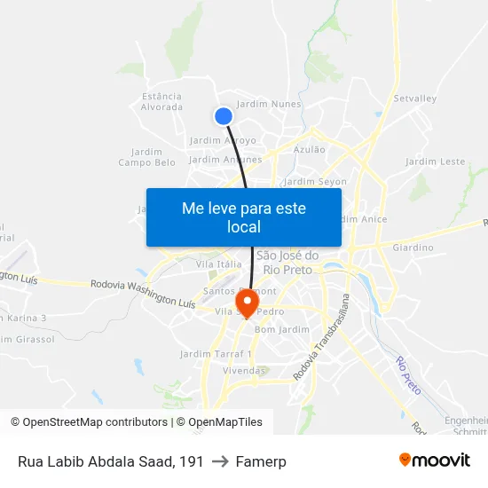 Rua Labib Abdala Saad, 191 to Famerp map