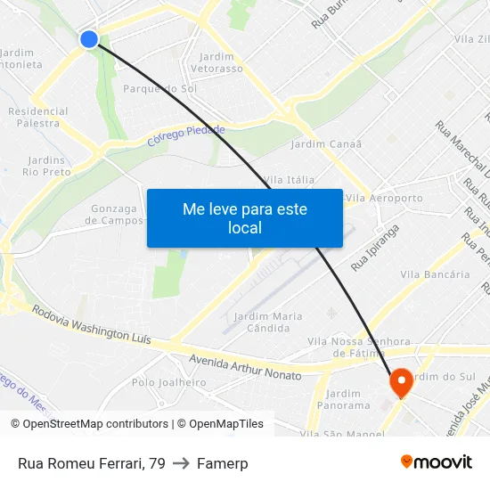 Rua Romeu Ferrari, 79 to Famerp map