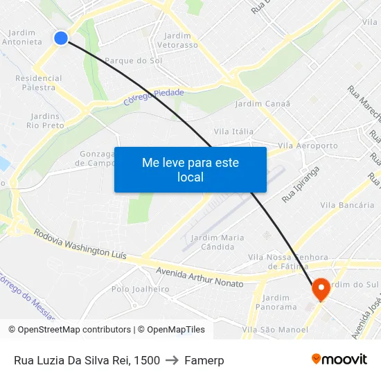 Rua Luzia Da Silva Rei, 1500 to Famerp map