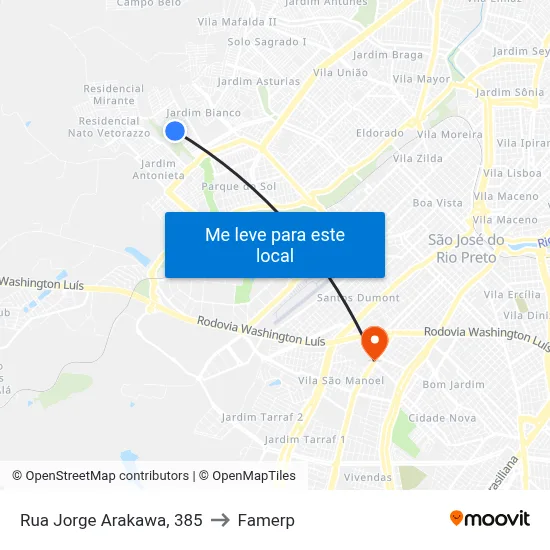 Rua Jorge Arakawa, 385 to Famerp map