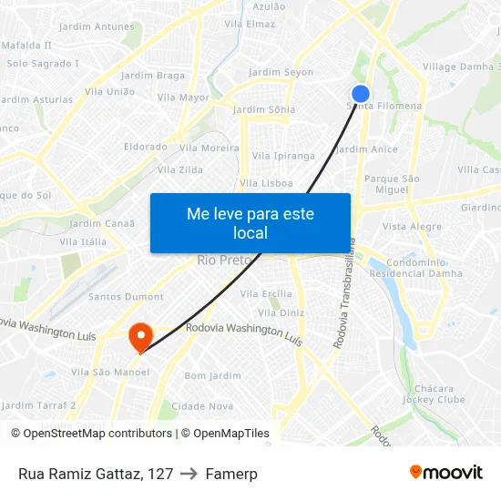 Rua Ramiz Gattaz, 127 to Famerp map