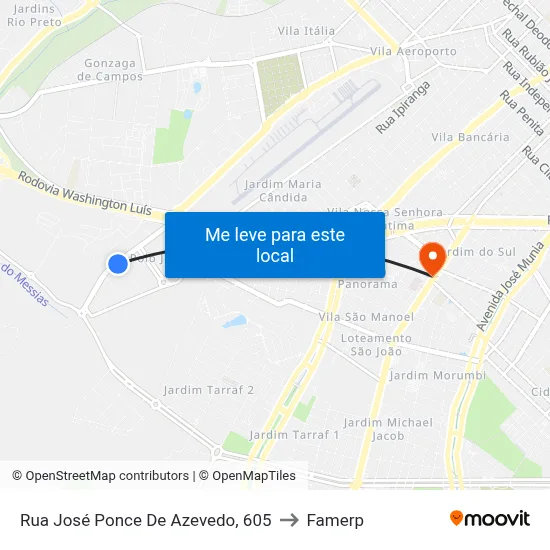 Rua José Ponce De Azevedo, 605 to Famerp map
