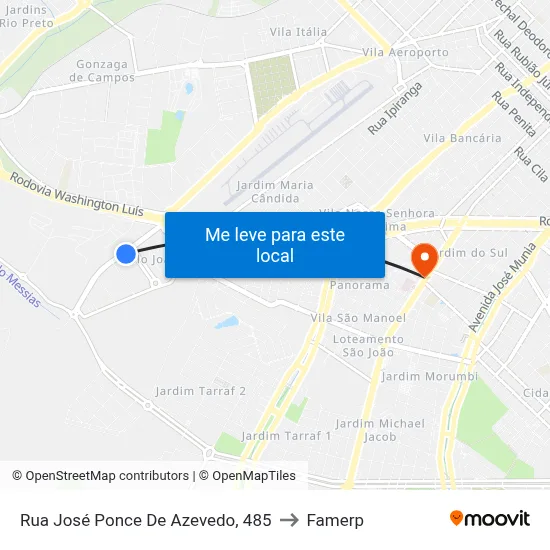 Rua José Ponce De Azevedo, 485 to Famerp map