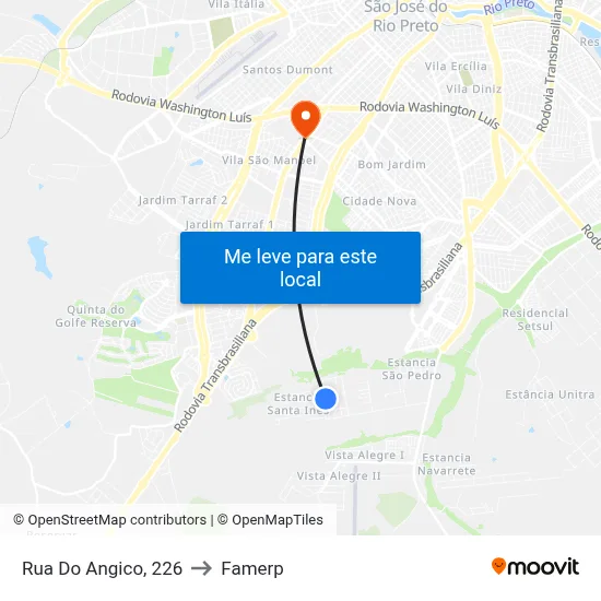 Rua Do Angico, 226 to Famerp map