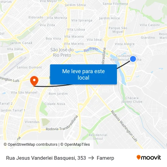 Rua Jesus Vanderlei Basquesi, 353 to Famerp map