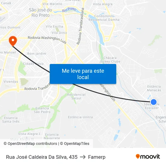 Rua José Caldeira Da Silva, 435 to Famerp map