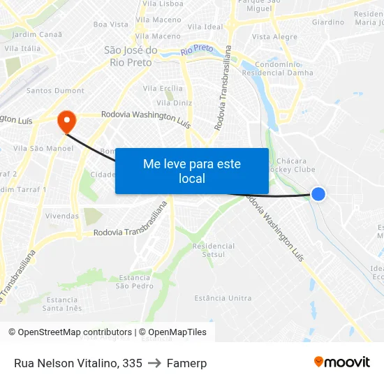 Rua Nelson Vitalino, 335 to Famerp map