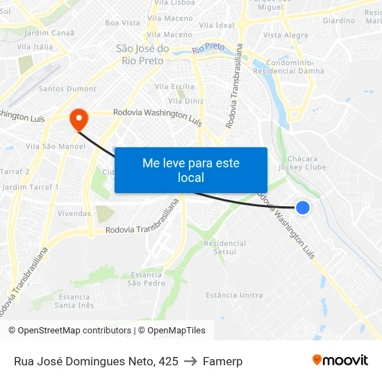 Rua José Domingues Neto, 425 to Famerp map