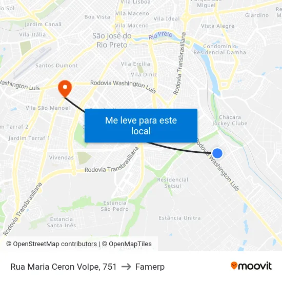 Rua Maria Ceron Volpe, 751 to Famerp map