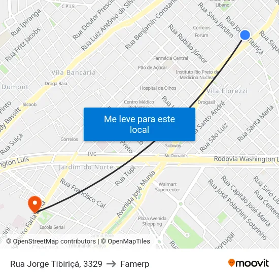 Rua Jorge Tibiriçá, 3329 to Famerp map