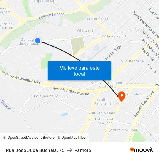 Rua José Jucá Buchala, 75 to Famerp map