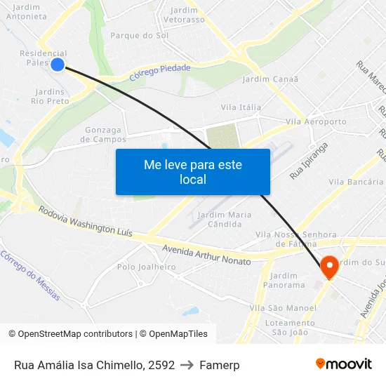 Rua Amália Isa Chimello, 2592 to Famerp map