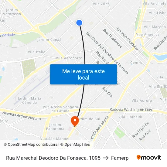 Rua Marechal Deodoro Da Fonseca, 1095 to Famerp map
