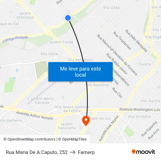 Rua Maria De A.Caputo, 252 to Famerp map
