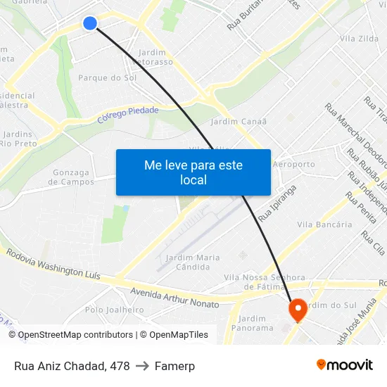 Rua Aniz Chadad, 478 to Famerp map
