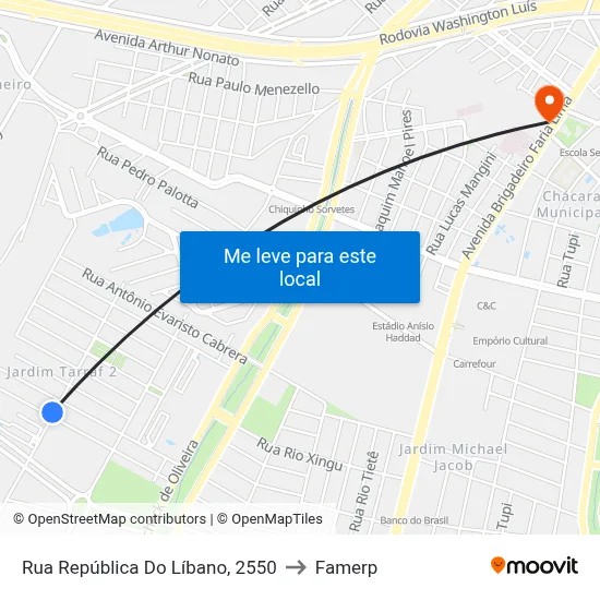 Rua República Do Líbano, 2550 to Famerp map